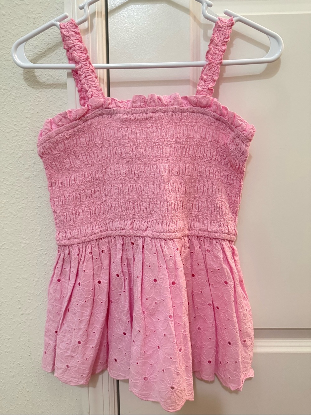 Altar'd State Pink Smocked Eyelet Tank